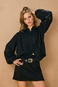 Sunbeam Lace Up Blouse - Black