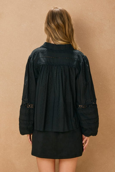 Sunbeam Lace Up Blouse - Black