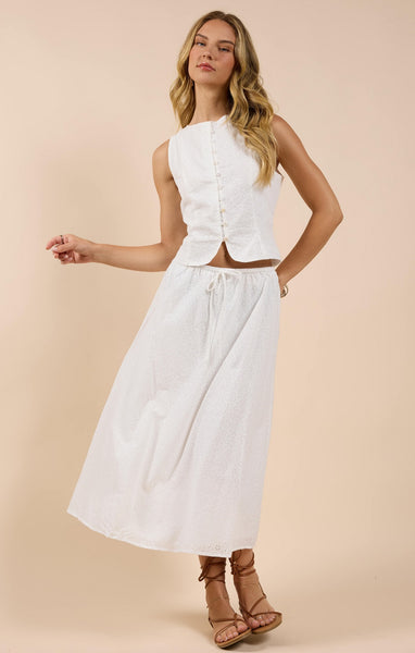 Sundream Eyelet Maxi Skirt - White