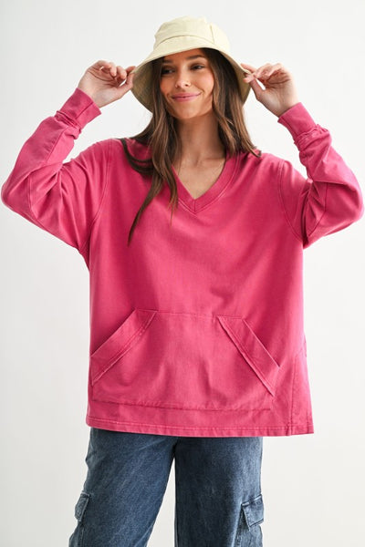 Sunfade V-Neck Pullover - Pink