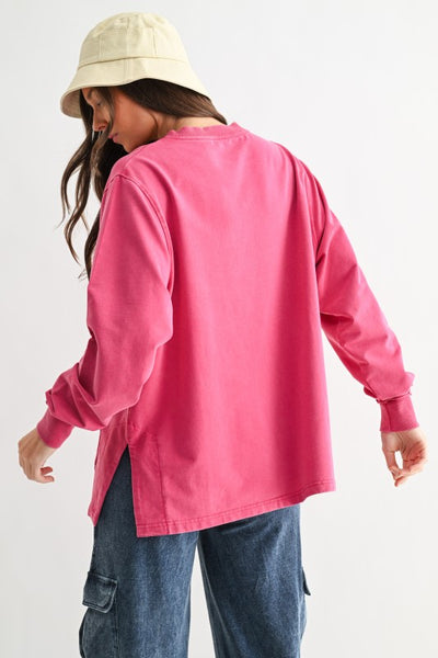Sunfade V-Neck Pullover - Pink