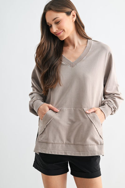 Sunfade V-Neck Pullover - Taupe