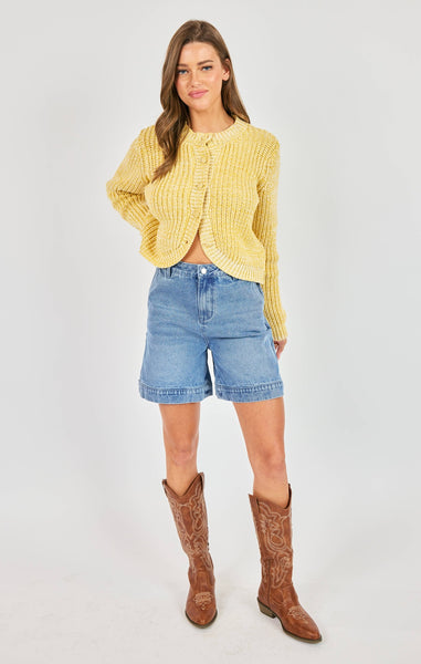 Sunroof Tulip Hem Cardi - Yellow
