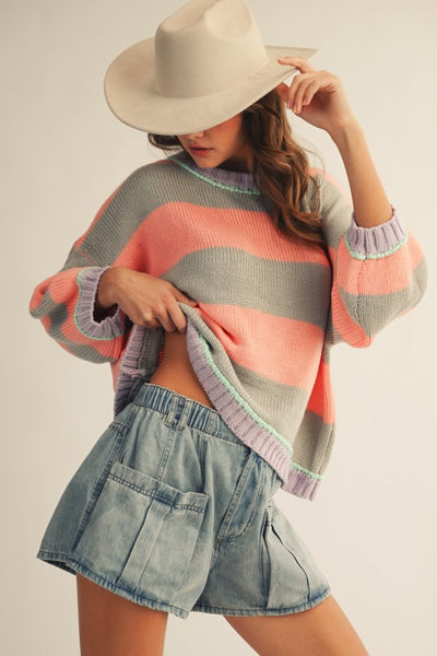 Sunset Stripe Sweater - Grey