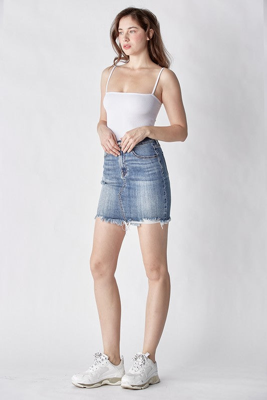 Susie Raw Hem Mini Skirt - Medium