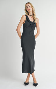 Sweet Treat Cowl Neck Midi - Black