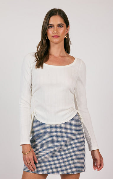 Take A Walk Side Tie Knit Top - Ivory