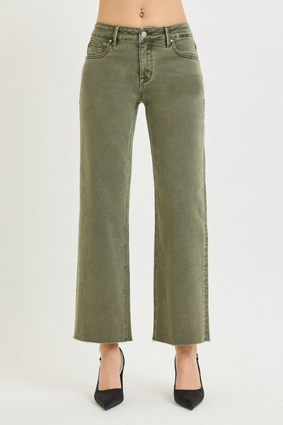 Tc Midrise Ankle Straight Raw - Olive