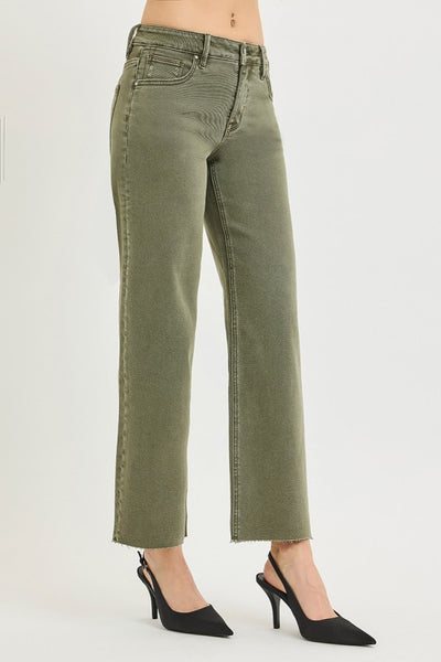 Tc Midrise Ankle Straight Raw - Olive