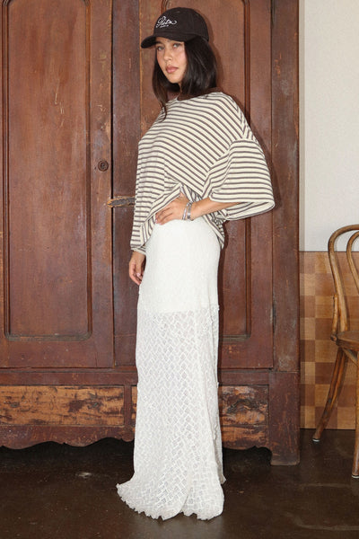 Textured Maxi Skirt - Cream