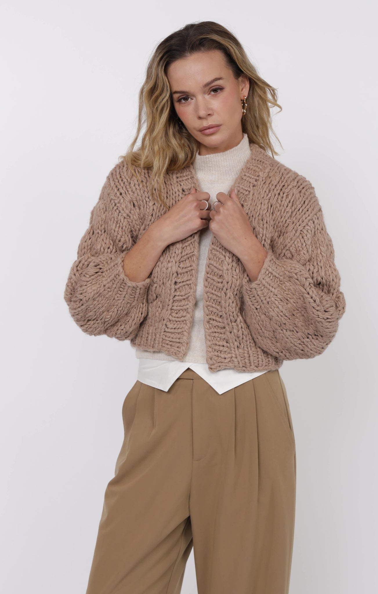 This And That Chunky Cardi - Tan