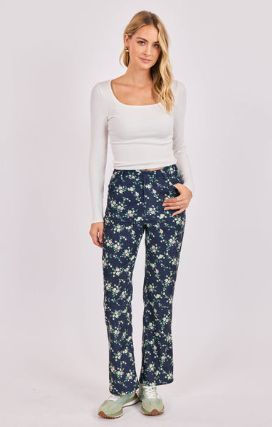 Thistle Square Neck Ls Top - Ivory