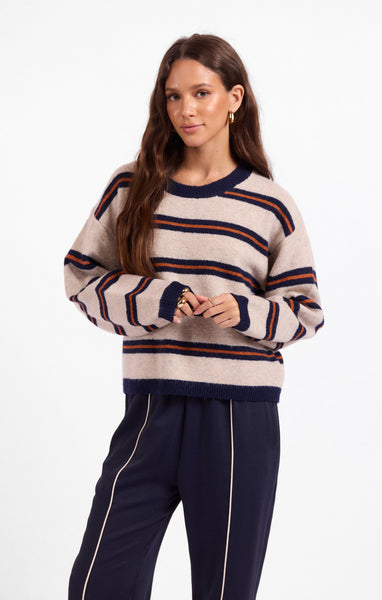 Tiber Stripe Sweater - Navy