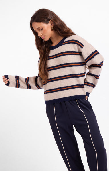 Tiber Stripe Sweater - Navy