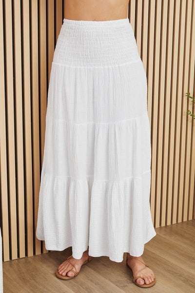 Tiered Gauze Skirt - White