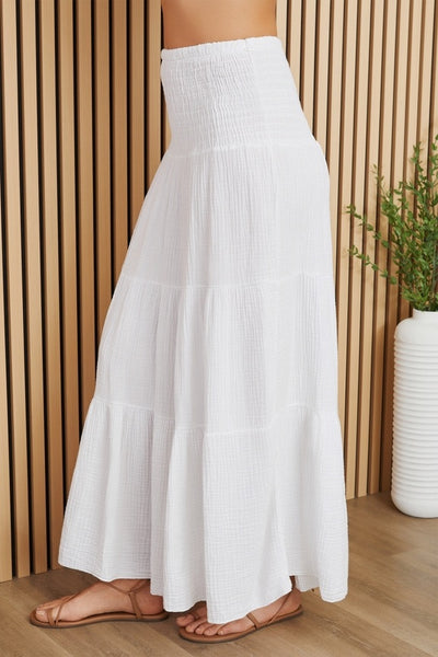 Tiered Gauze Skirt - White