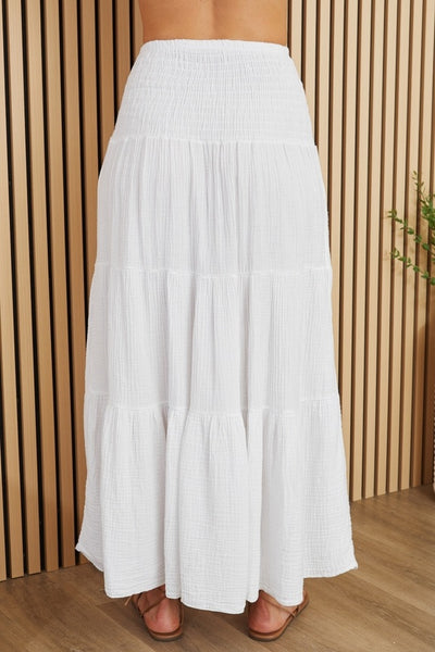 Tiered Gauze Skirt - White