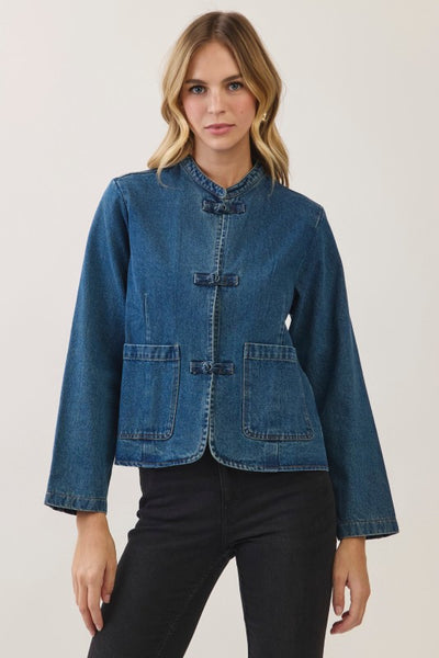 Toggle Front Denim Jacket - Denim