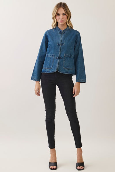 Toggle Front Denim Jacket - Denim