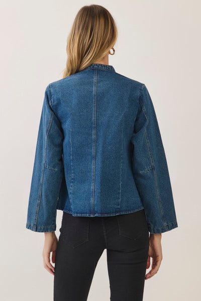 Toggle Front Denim Jacket - Denim