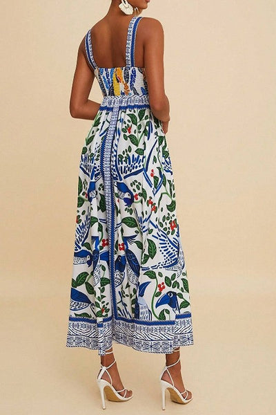 Toucan Square Neck Dress - Blue