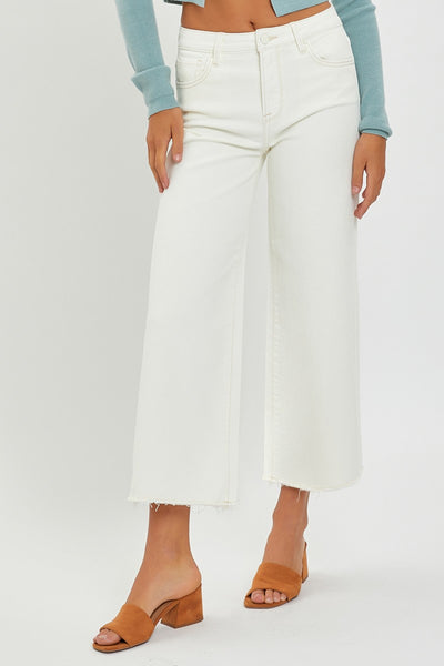 Tummy Control Crop Wide Legs - Cream