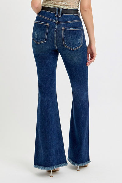 Tummy Control High Rise Flares - Dark Denim