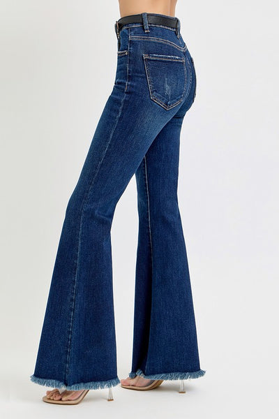 Tummy Control High Rise Flares - Dark Denim