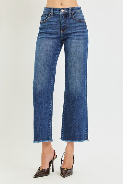 Tummy Control Hr Crop Straight - Dark Denim