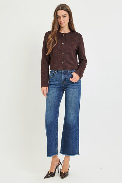 Tummy Control Hr Crop Straight - Dark Denim