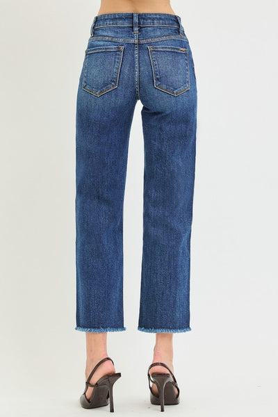 Tummy Control Hr Crop Straight - Dark Denim