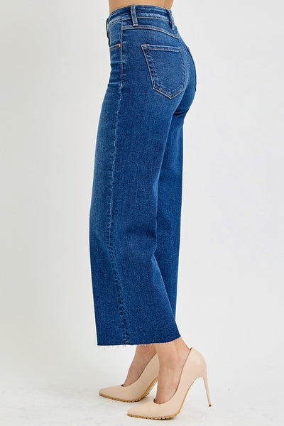 Tummy Control Hr Wide Crop Leg - Dark Denim