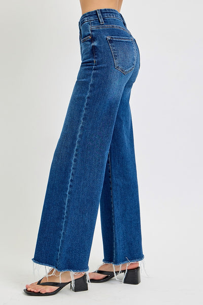 Tummy Control Hr Wide Jeans - Dark Denim