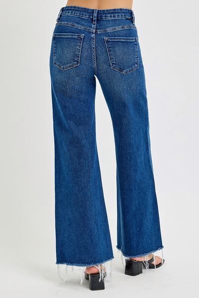 Tummy Control Hr Wide Jeans - Dark Denim