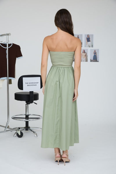 Twist Front Mixed Media Midi - Green