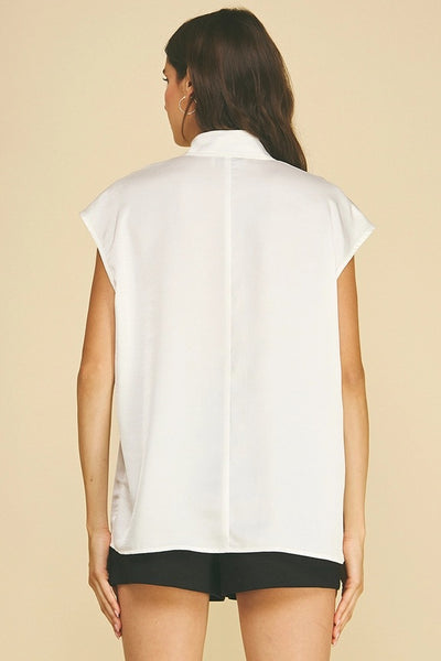 V-Neck Cap Sleeve Blouse - Ivory