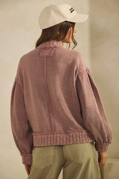 Vintage Ribbed Cardigan - Mauve