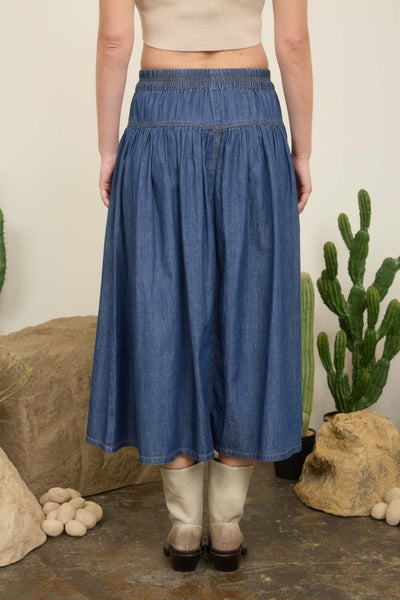 Yoke Detail Maxi Skirt - Denim
