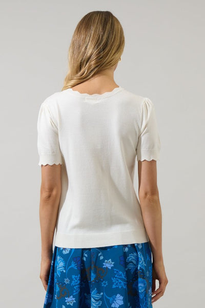 Yvette Short Sleeve Sweater - White